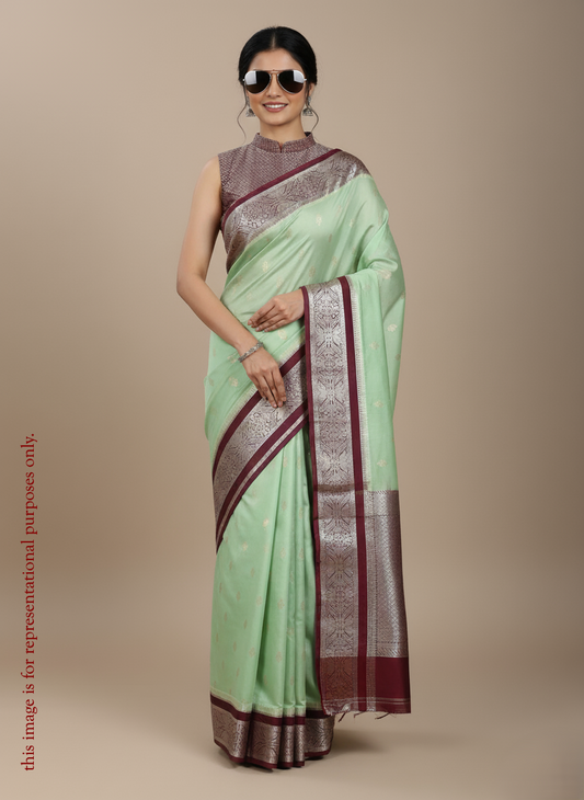 Banarasi Semi Katan Silk saree with zari pallu and rich texture border