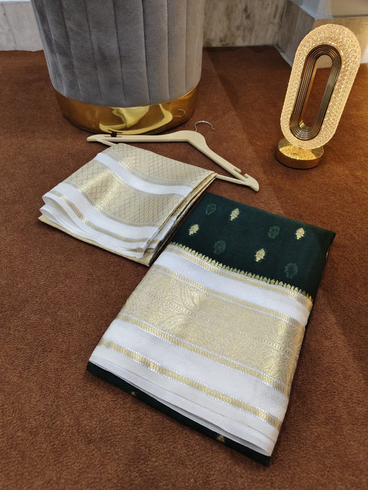 Banarasi Semi Katan Silk saree with zari pallu and rich texture border